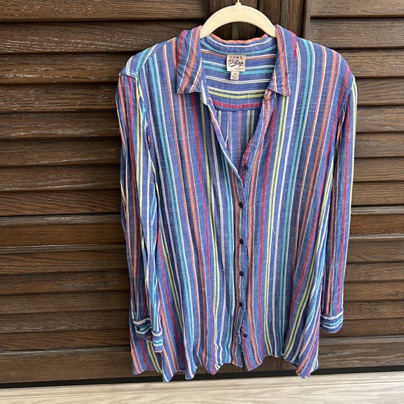 Como vintage striped button down top size 1x - Picture 1 of 7